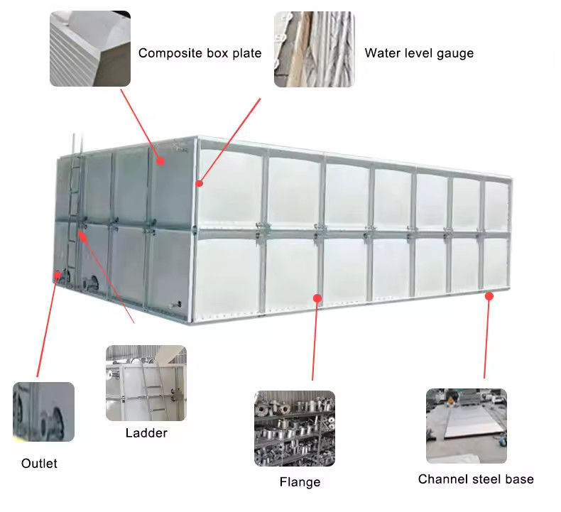Sectional Frp Modular Tank Grp Smc Water Tank Fiberglass 10000 Liter Water Reservoir Storage Tank For Rainwater