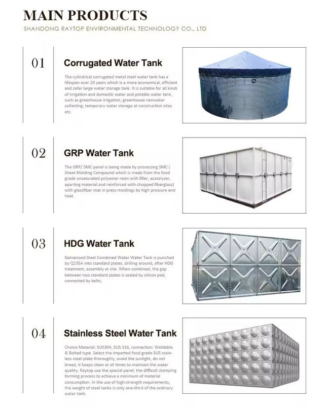 Hot Dipped Galvanized Steel Structure Water Tank Price Modular Sectional Elevated Steel Tower Water Reservoir