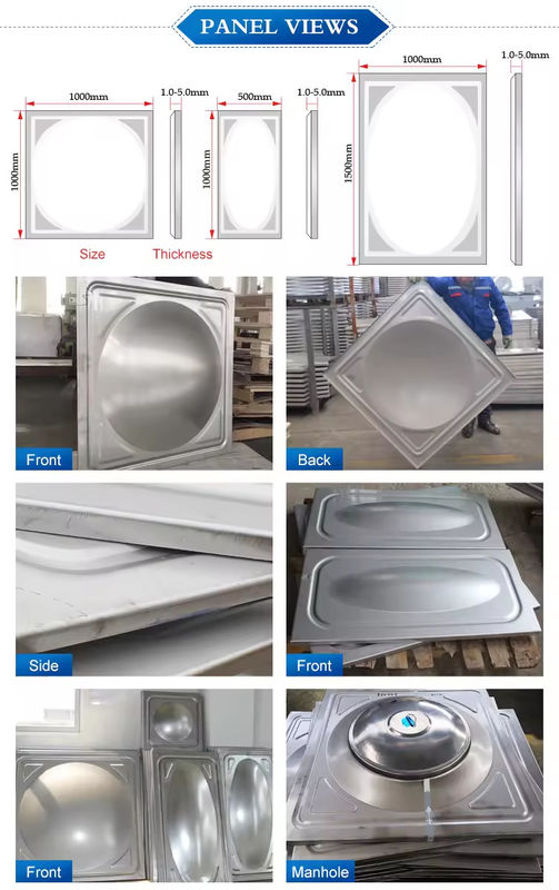 15m3 Stainless Steel Sectional Water Tank15000l Square Panel Storage Water Tank 3x2.5x2m SS304